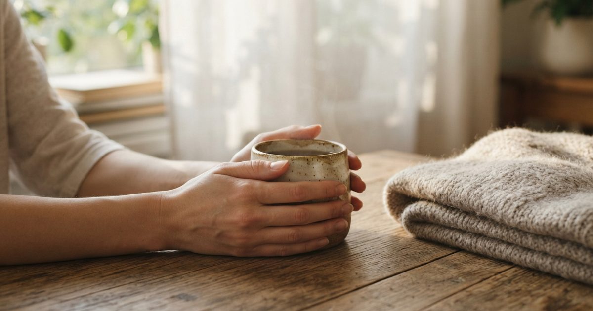 温かいお茶を手にして体を休める時間