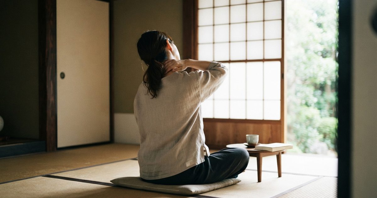 窓辺で静かに体を伸ばして整える様子
