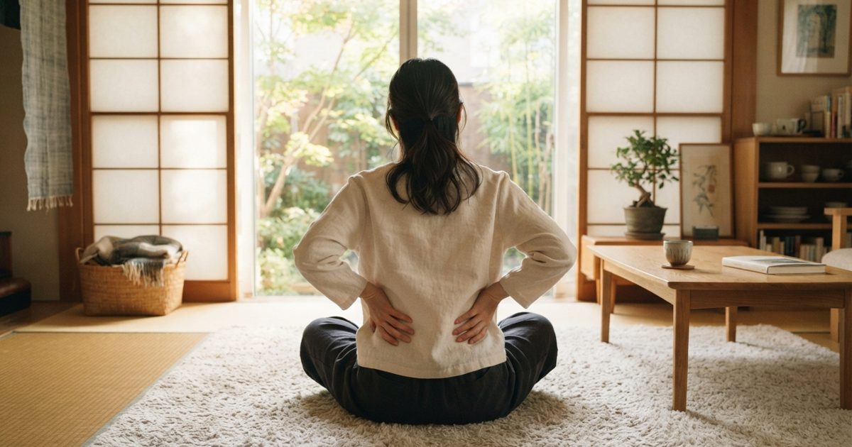 日当たりのよい部屋で体を休める女性の様子